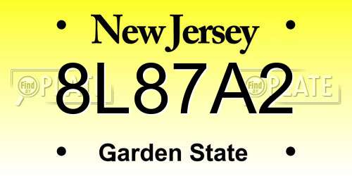8L87A2 New Jersey License Plate