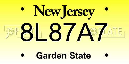 8L87A7 New Jersey License Plate