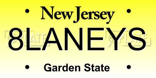 8LANEYS New Jersey License Plate