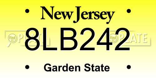 8LB242 New Jersey License Plate