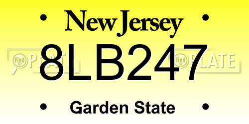 8LB247 New Jersey License Plate