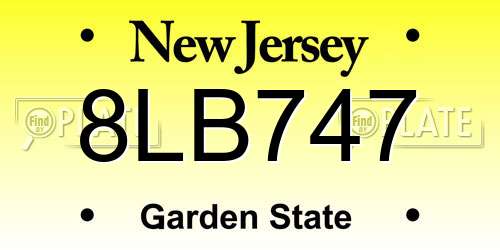 8LB747 New Jersey License Plate