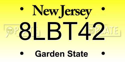 8LBT42 New Jersey License Plate
