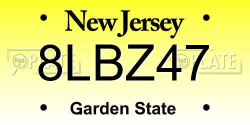 8LBZ47 New Jersey License Plate