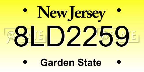 8LD2259 New Jersey License Plate