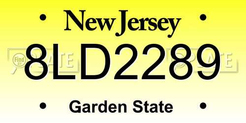 8LD2289 New Jersey License Plate