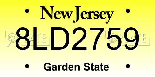 8LD2759 New Jersey License Plate