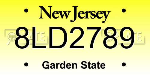 8LD2789 New Jersey License Plate