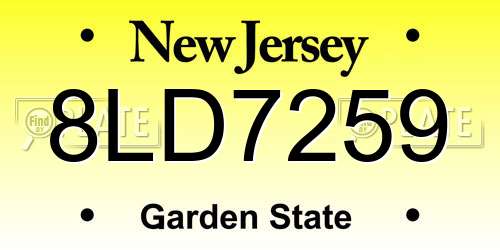 8LD7259 New Jersey License Plate