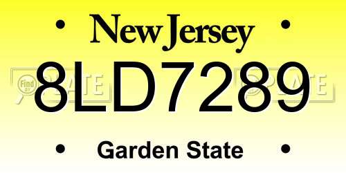 8LD7289 New Jersey License Plate