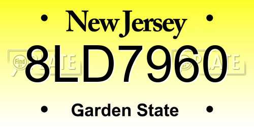 8LD7960 New Jersey License Plate