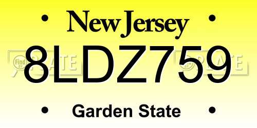 8LDZ759 New Jersey License Plate