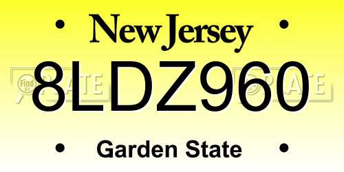 8LDZ960 New Jersey License Plate