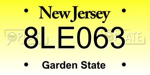 8LE063 New Jersey License Plate