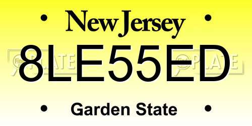 8LE55ED New Jersey License Plate