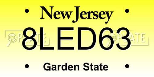 8LED63 New Jersey License Plate