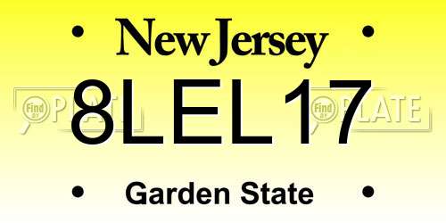 8LEL17 New Jersey License Plate