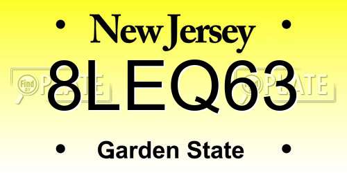 8LEQ63 New Jersey License Plate