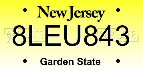 8LEU843 New Jersey License Plate