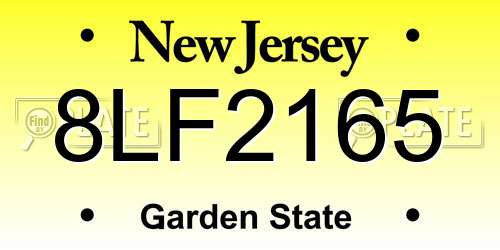 8LF2165 New Jersey License Plate