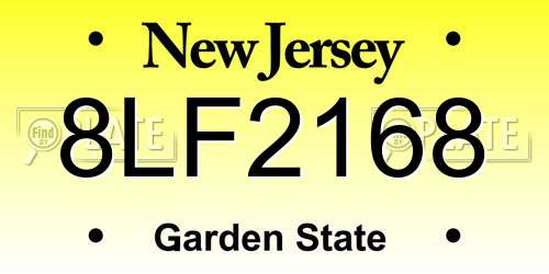 8LF2168 New Jersey License Plate