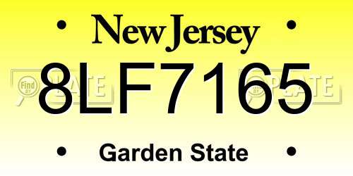 8LF7165 New Jersey License Plate