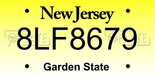 8LF8679 New Jersey License Plate