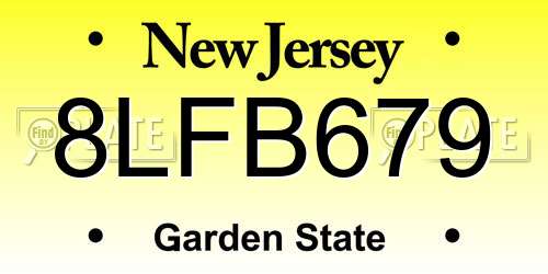 8LFB679 New Jersey License Plate