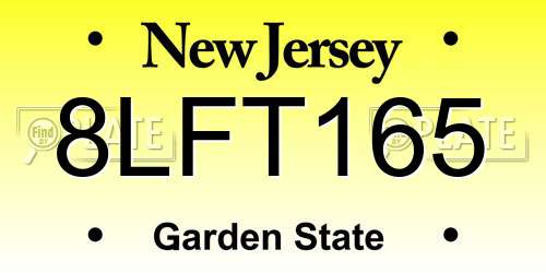 8LFT165 New Jersey License Plate