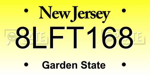 8LFT168 New Jersey License Plate