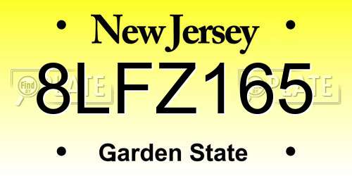 8LFZ165 New Jersey License Plate