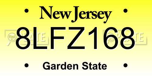 8LFZ168 New Jersey License Plate