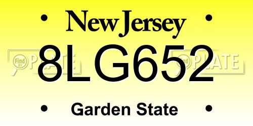 8LG652 New Jersey License Plate