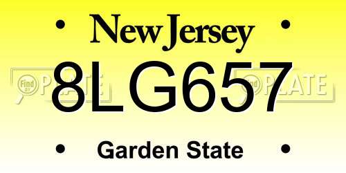 8LG657 New Jersey License Plate