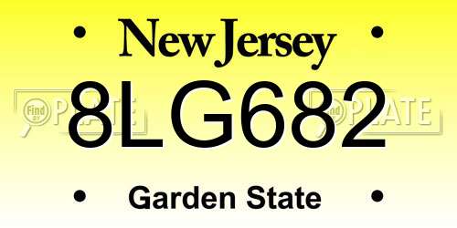 8LG682 New Jersey License Plate