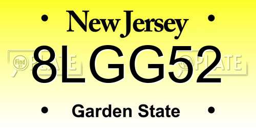 8LGG52 New Jersey License Plate