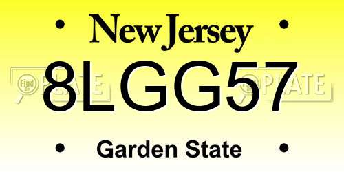 8LGG57 New Jersey License Plate