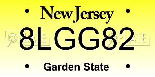 8LGG82 New Jersey License Plate