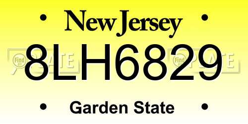 8LH6829 New Jersey License Plate
