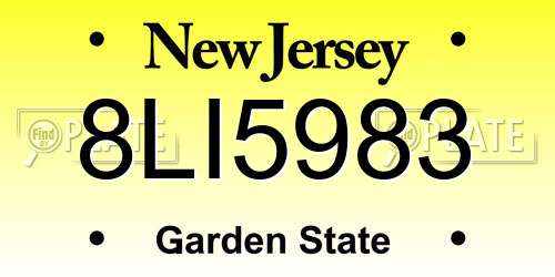 8LI5983 New Jersey License Plate