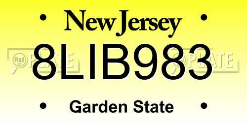 8LIB983 New Jersey License Plate