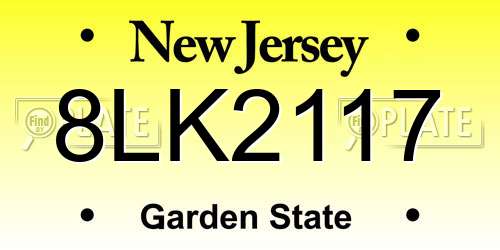 8LK2117 New Jersey License Plate