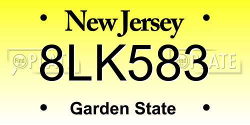 8LK583 New Jersey License Plate