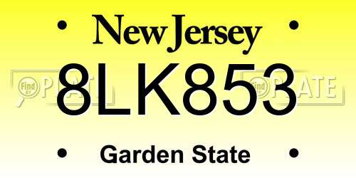 8LK853 New Jersey License Plate