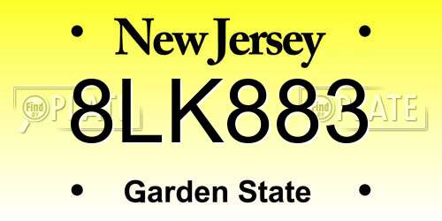 8LK883 New Jersey License Plate