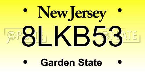 8LKB53 New Jersey License Plate