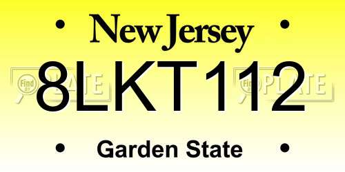 8LKT112 New Jersey License Plate