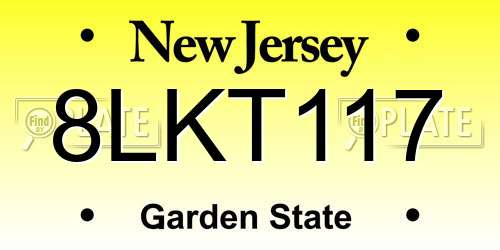 8LKT117 New Jersey License Plate