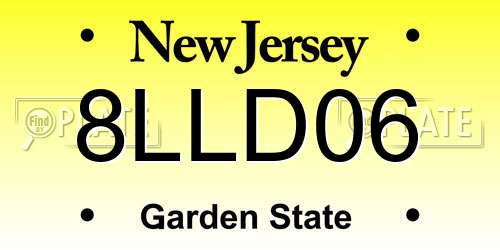 8LLD06 New Jersey License Plate