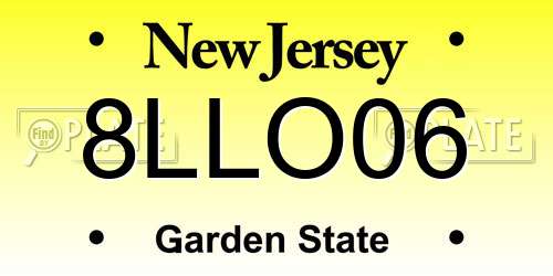 8LLO06 New Jersey License Plate